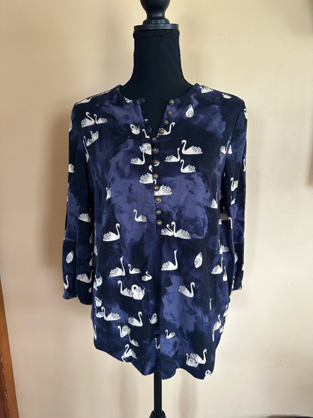 Anthropologie Maeve Blouse Womens Bethesda Swan Button Boho Balloon Sleeve S Top